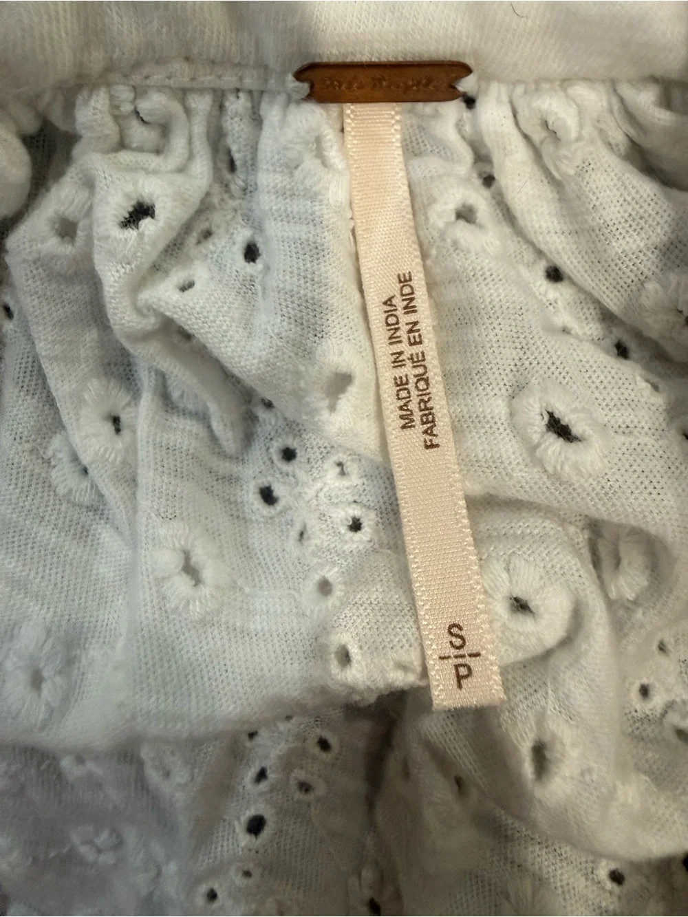 Free People White Eyelet Tie-Side Tank